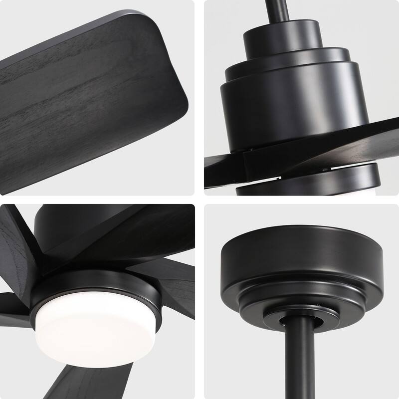Alt View 8. Sofucor - 52 inch Ceiling Fan Lights Kit Remote Smart Ceiling Fan Work with Alexa APP Indoor Outdoor Ceiling Fan with 3 Downrods - Black.