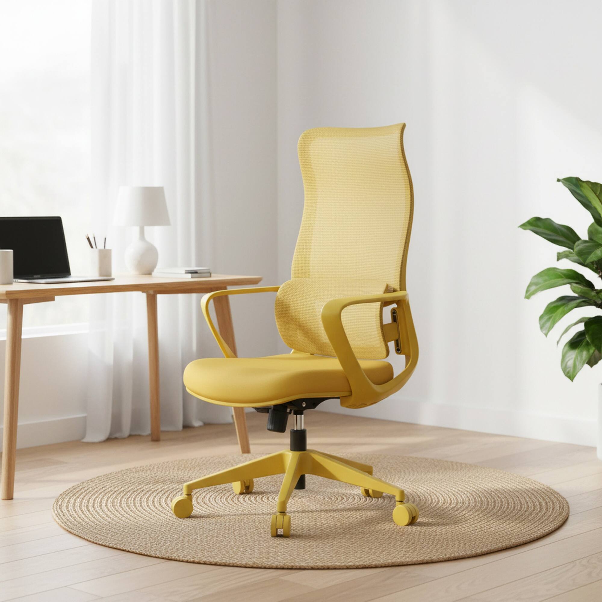 Alt View 1. Boyel Living - High-Back Ergonomic Mesh Executive Office Chair with Lumbar Support - Yellow.