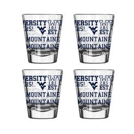 Logo Brands - West Virginia Mountaineers 4-Pack 2oz. Shot Glass Set - Multicolor