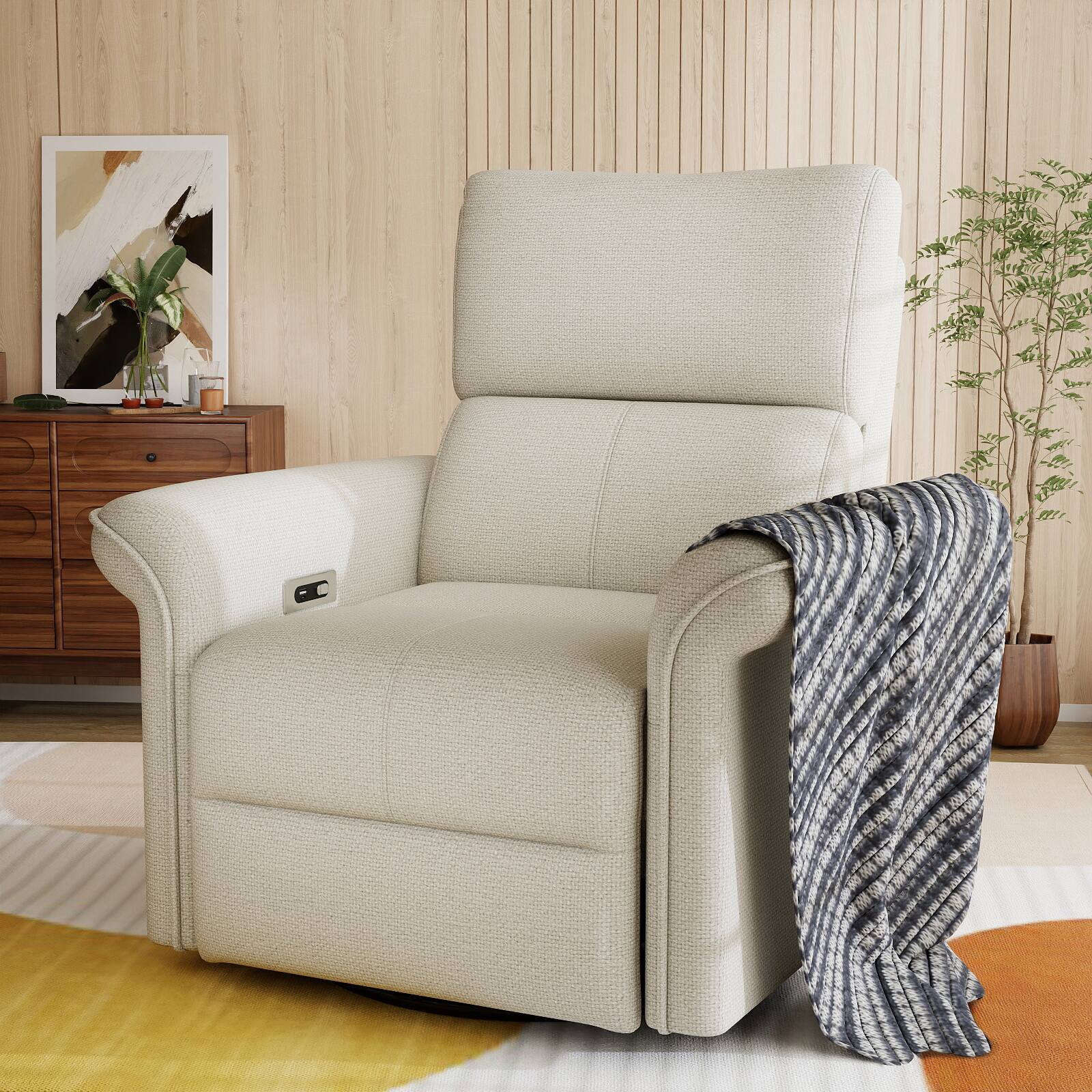 Front. TinyHomie - Power Swivel Rocker Recliner Chair for Adults Rocking Glider Recliner Fabric Rocking Chair - Gray.