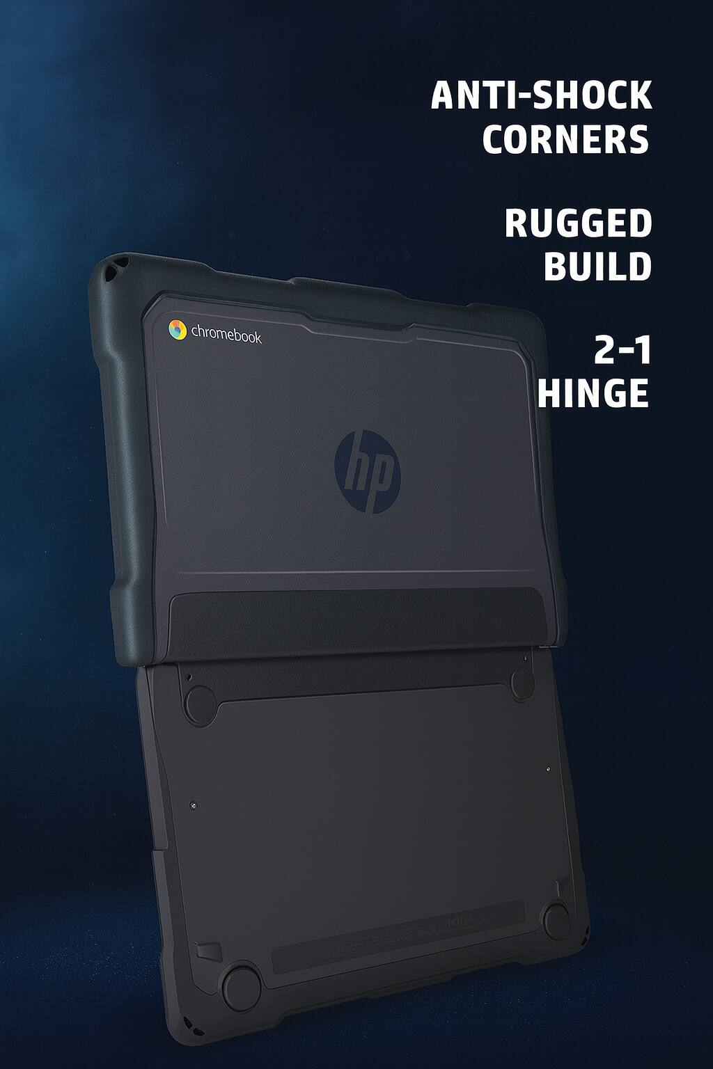ANTI-SHOCK CORNERS  
RUGGED BUILD  
2-1 HINGE  
chromebook  
hp