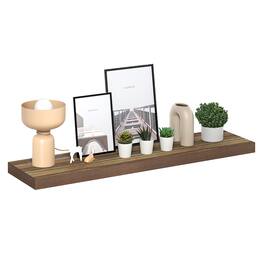 Furinno - TANNA Floating Shelves for Wall, 12 x 47 Wall Shelf, Thick Shelf Wall Mounted Floating Shelf with Invisible Brackets - Retro Brown