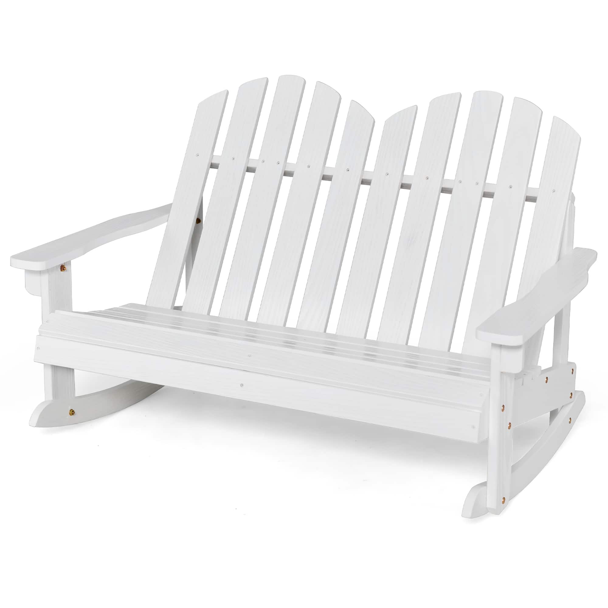 Gymax - Adirondack Rocking Chair Kid Backrest Armrest Solid Wood - White