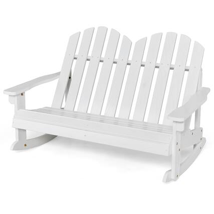 Front. Gymax - Gymax Adirondack Rocking Chair Kid Backrest Armrest Solid Wood White - White.