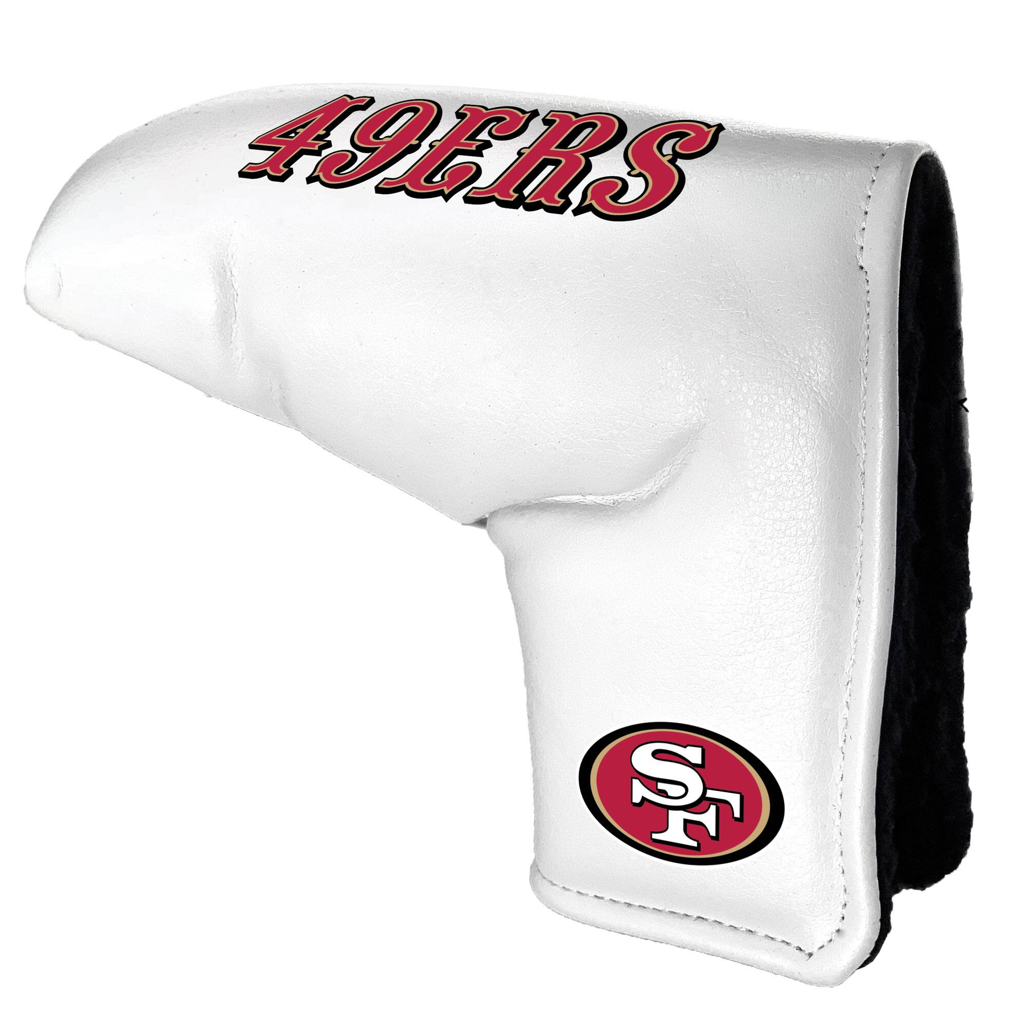 Front. Team Golf - San Francisco 49ers Tour Blade Putter Cover - White.