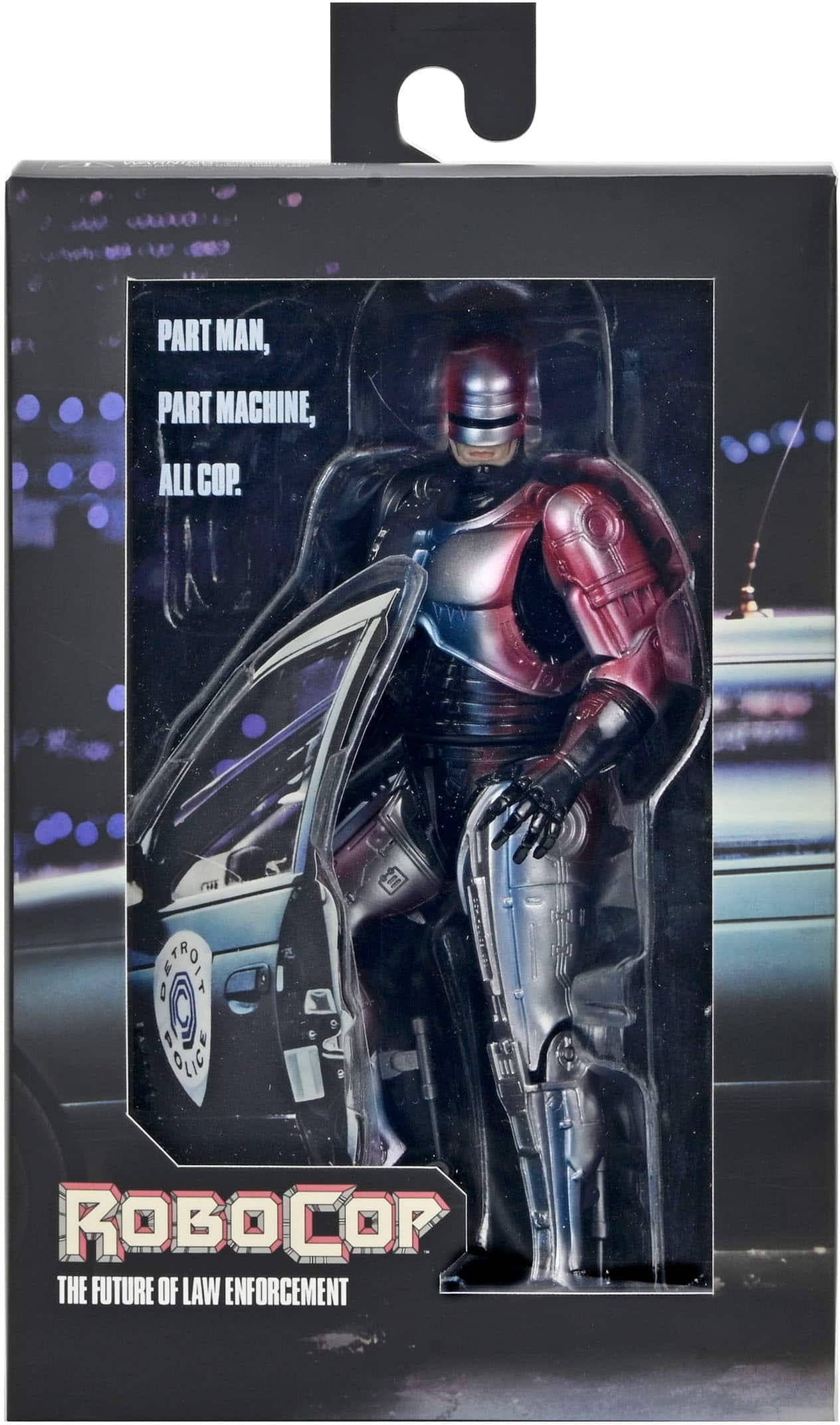 The text on the image reads: "Part man, part machine, all cop. RoboCop, the future of law enforcement."