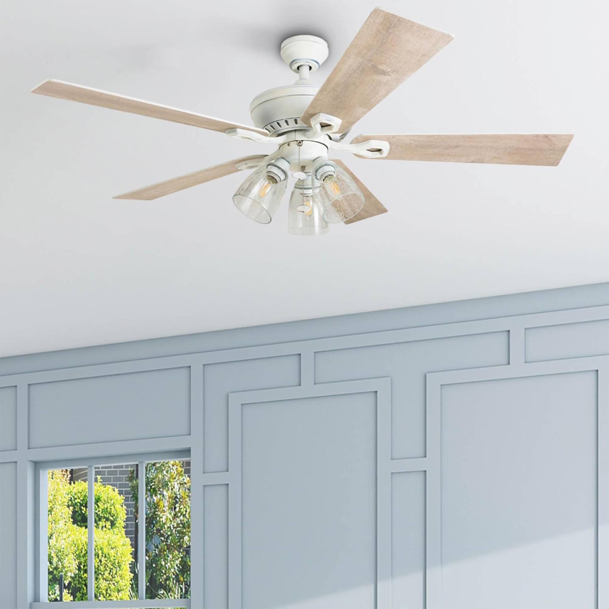 Alt View 7. Prominence Home - Prominence Home Glenmont 52" Ceiling Fan w/ Light, Pull Chain, Distressed White - Distressed White.
