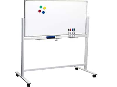 Excello Global Products - Dry-Erase Mobile Whiteboard, Aluminum Frame, 48" x 32" (EGP-HD-0066)