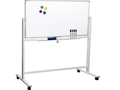 Front. Excello Global Products - Excello Global Products Dry-Erase Mobile Whiteboard, Aluminum Frame, 48" x 32" (EGP-HD-0066).