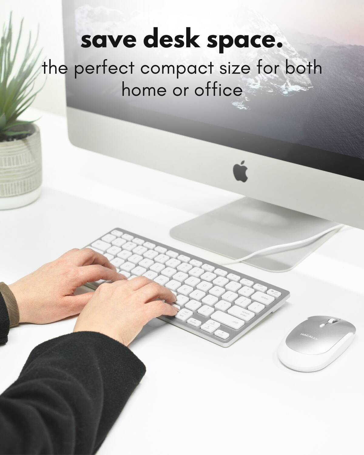 save desk space.  
the perfect compact size for both home or office