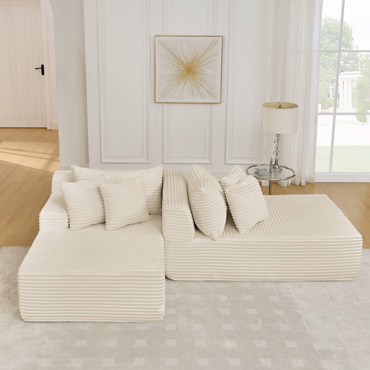 Alt View 1. Ropilly - Ropilly 2 Seater Lounge Sofa, Velvet Lounge Chair with High Density Foam, No Assembly Beige Sofa for Living Room - Beige.