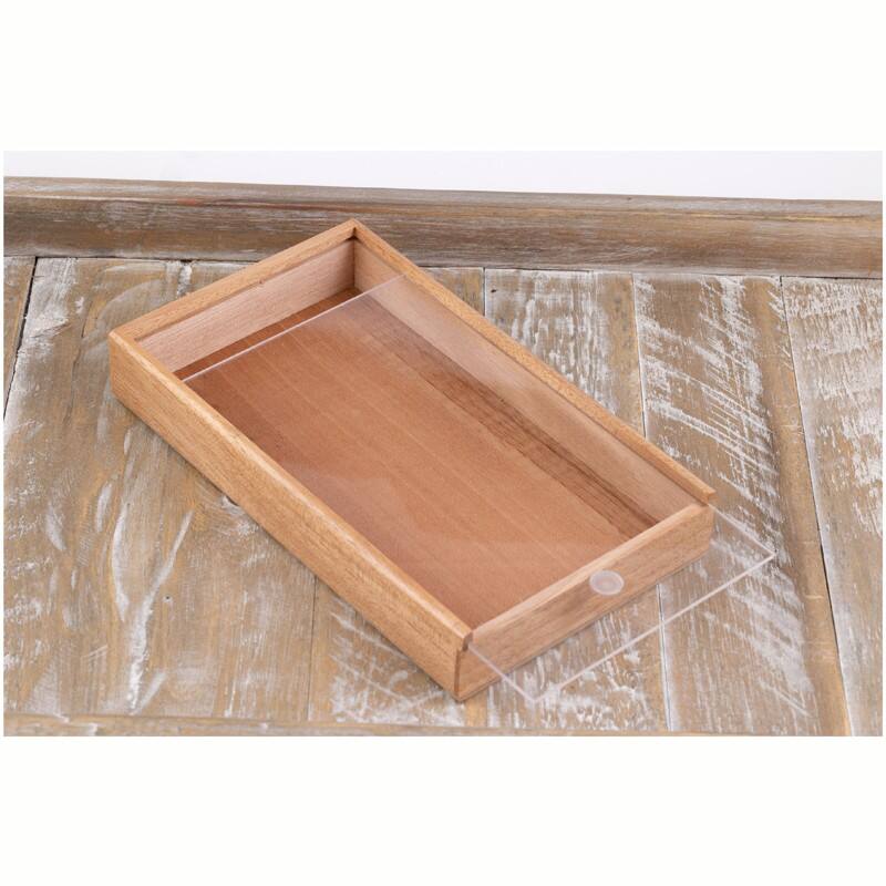 Alt View 2. Prestige - 5 Cigar Promotional Box with Sliding Top - Clear Finish.