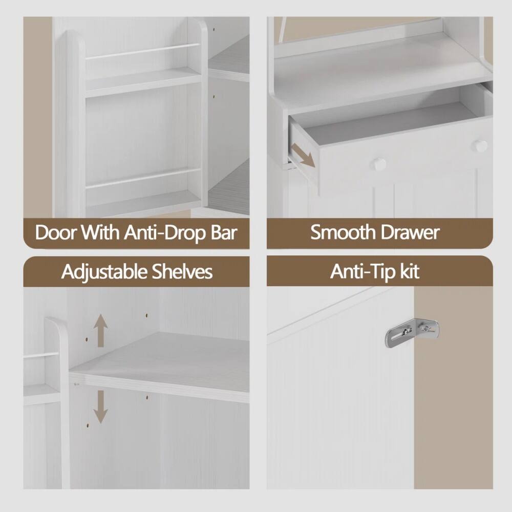 Door With Anti-Drop Bar  
Adjustable Shelves  
Smooth Drawer  
Anti-Tip Kit