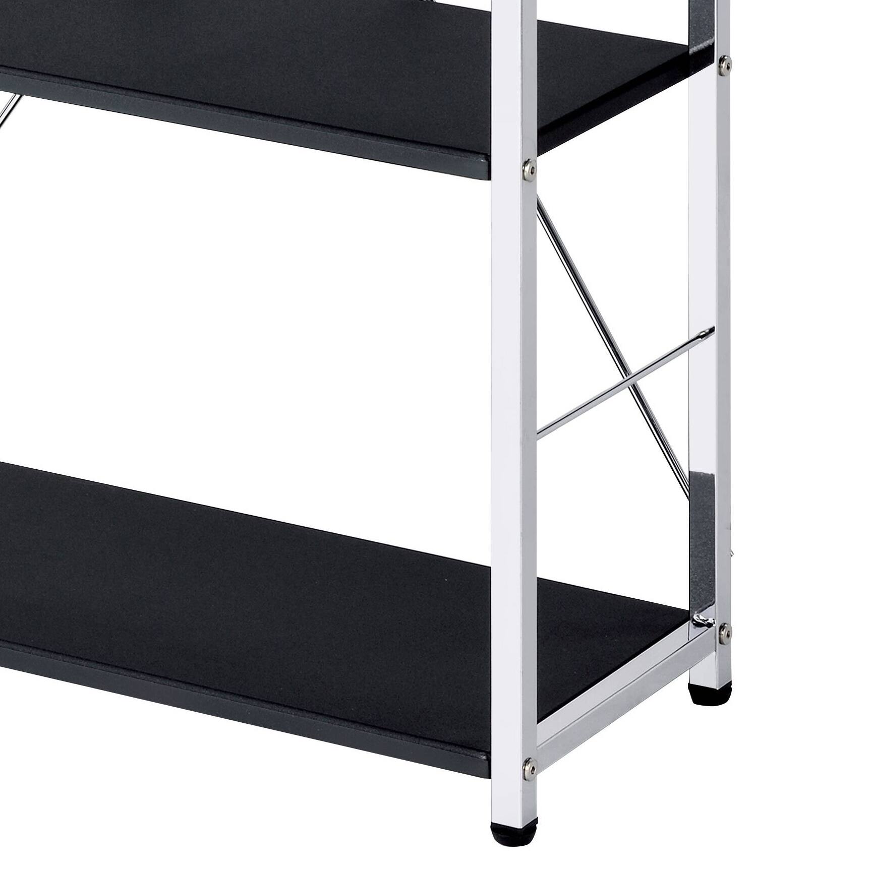 Alt View 1. Spaco - Spaco Contemporary 4-Tier Bookshelf, Chrome Metal Frame with X-Design, Easy Assembly for Living Room Office - Black+Chrome.