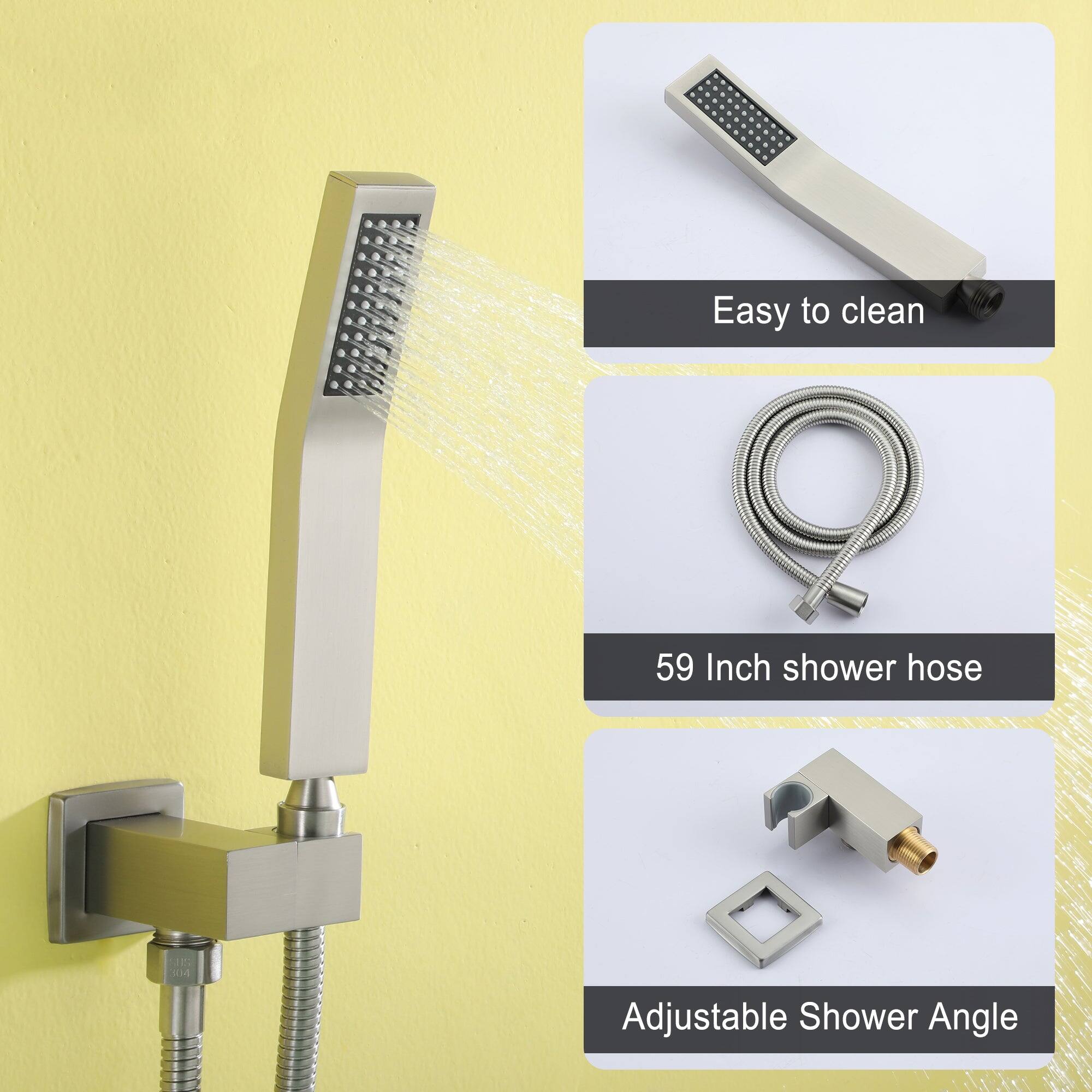 Easy to clean, 59 Inch shower hose, Adjustable Shower Angle