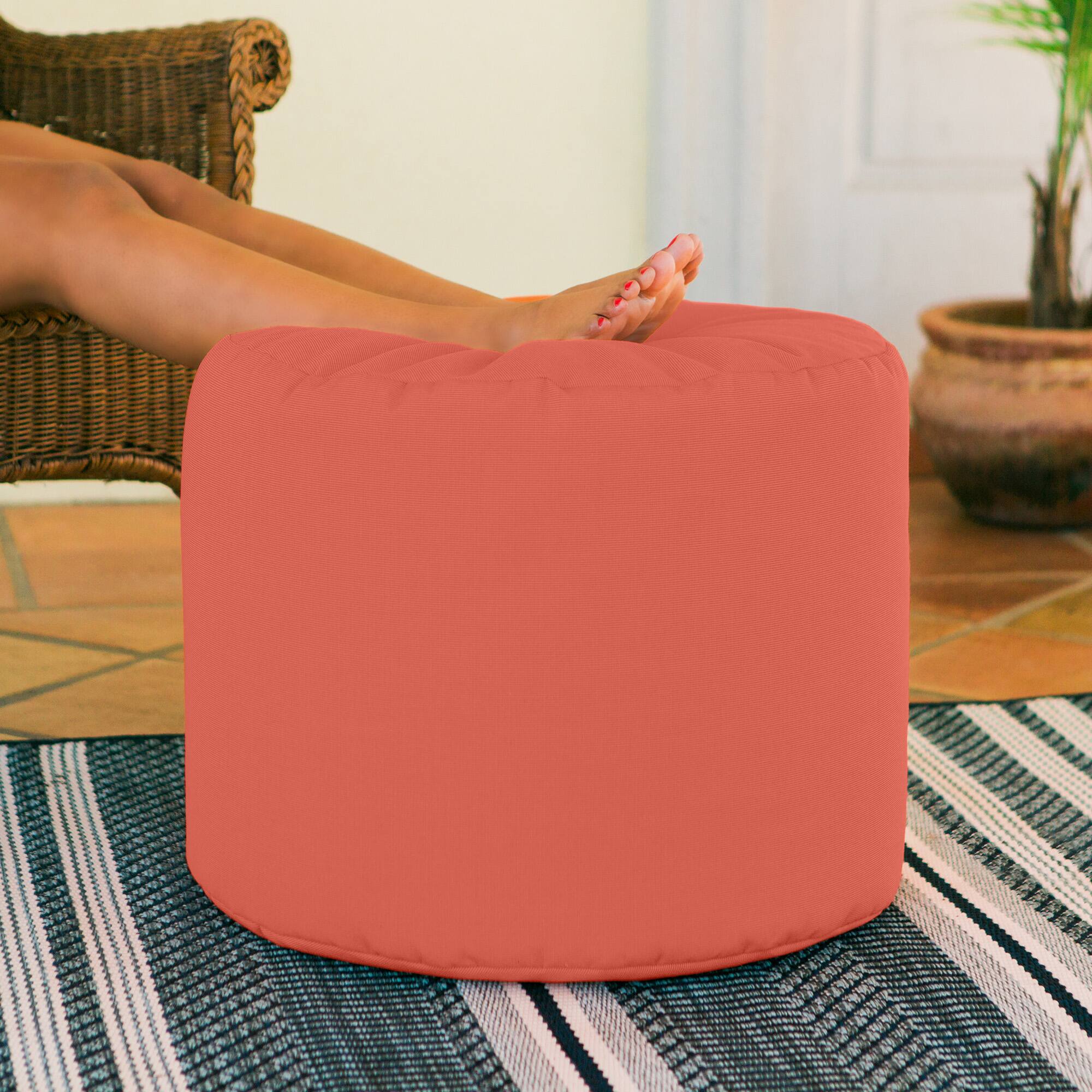 Back. Jaxx - Jaxx Spring Indoor / Outdoor Bean Bag Pouf Ottoman, Flamingo - Flamingo.