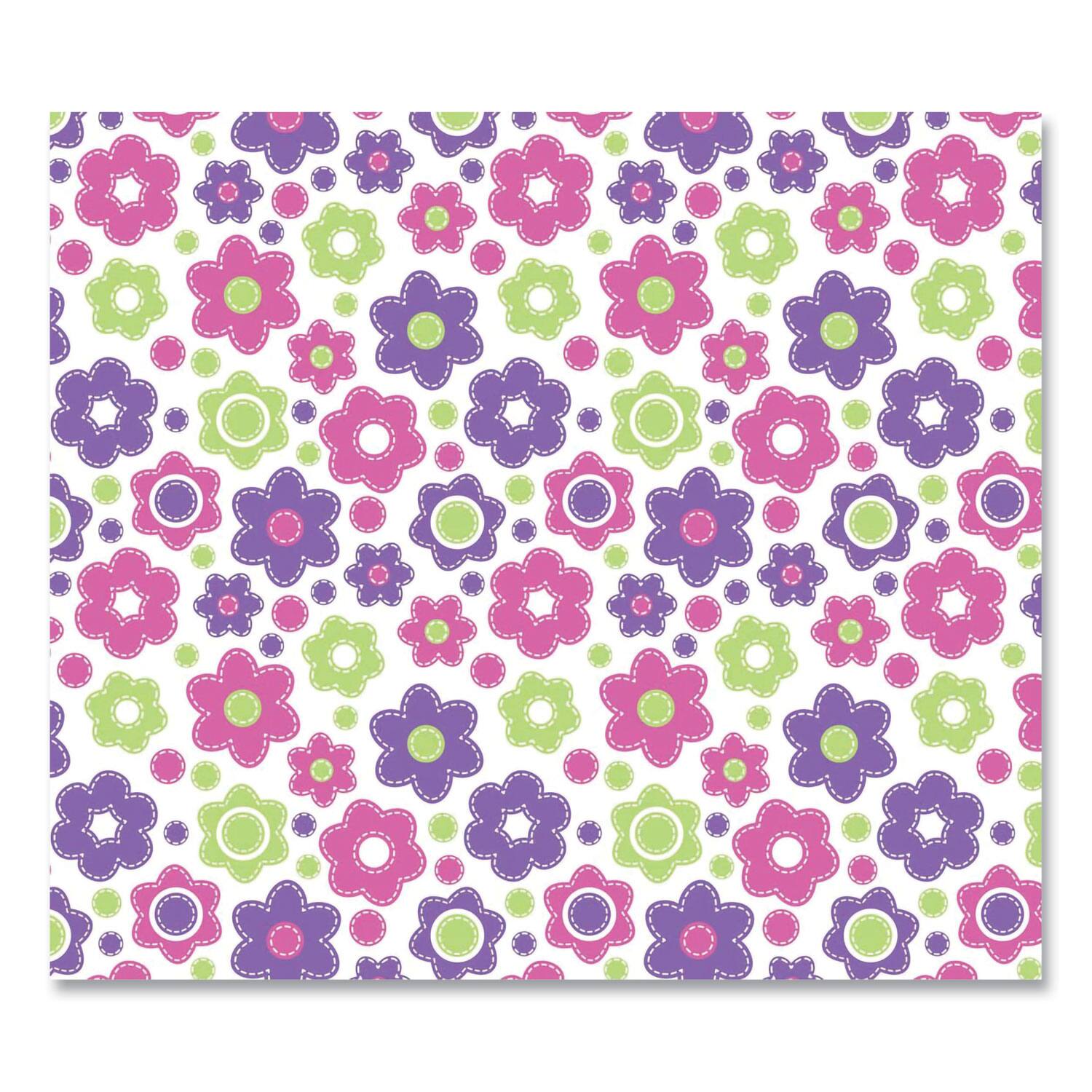 Back. Deflecto - FashionMat Chair Mat for Flat Pile Carpeted and Hard Floors, Rectangular, Straight Edges, 35" x 40", Pink/Green/Purple - Multicolored.