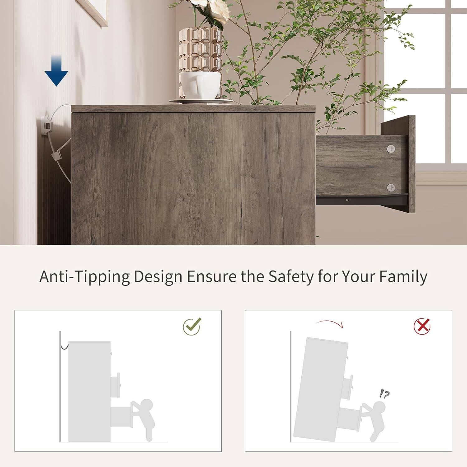Anti-Tipping Design Ensure the Safety for Your Family