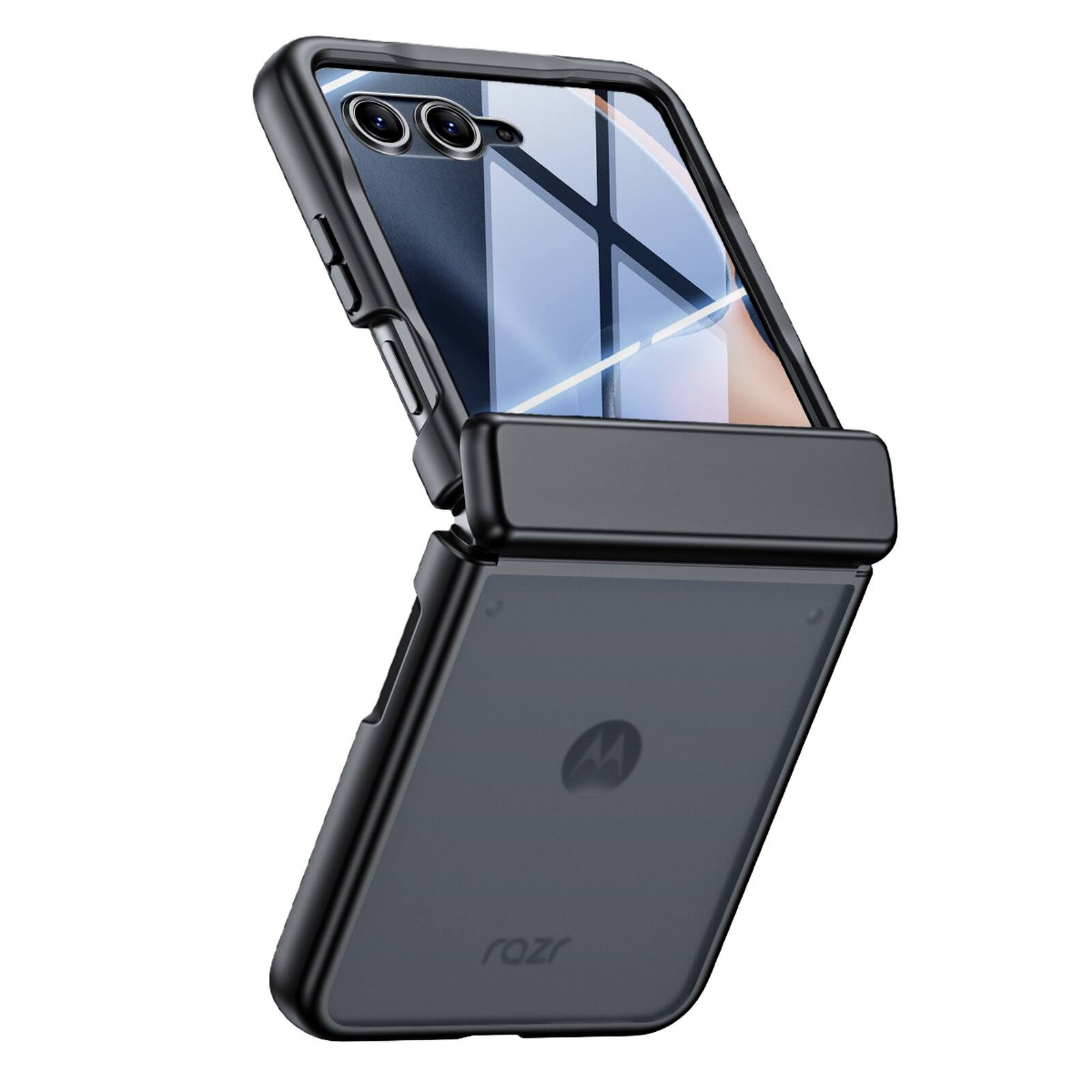 Alt View 7. Dteck - Matte Hard PC Case Hinge Protection Cover For Motorola Razr (2026/2025/2024) with Built-in Screen Protector - Black(HD Clear Film).