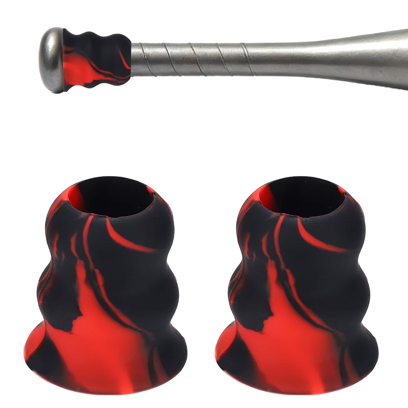 Unique Bargains - Bat Taper, Knob Taper Silicone Non-slip Ergonomic Grip, Easy Installation 2pcs - Fits Most Softball/Baseball Bats - Red-Black price history on PriceWatchPro