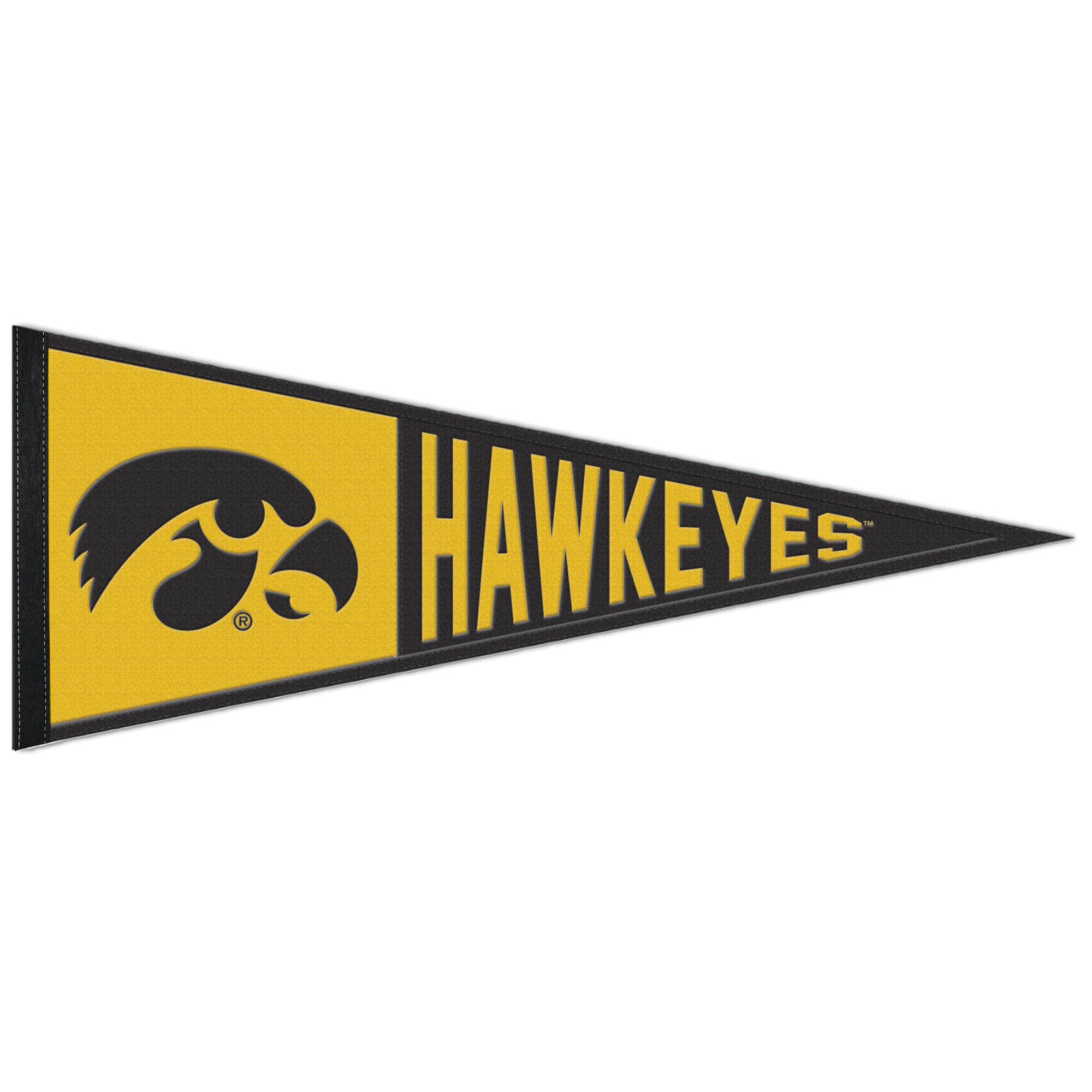 Front. WinCraft - Iowa Hawkeyes 13" x 32" Wool Primary Logo Pennant - Multicolor.