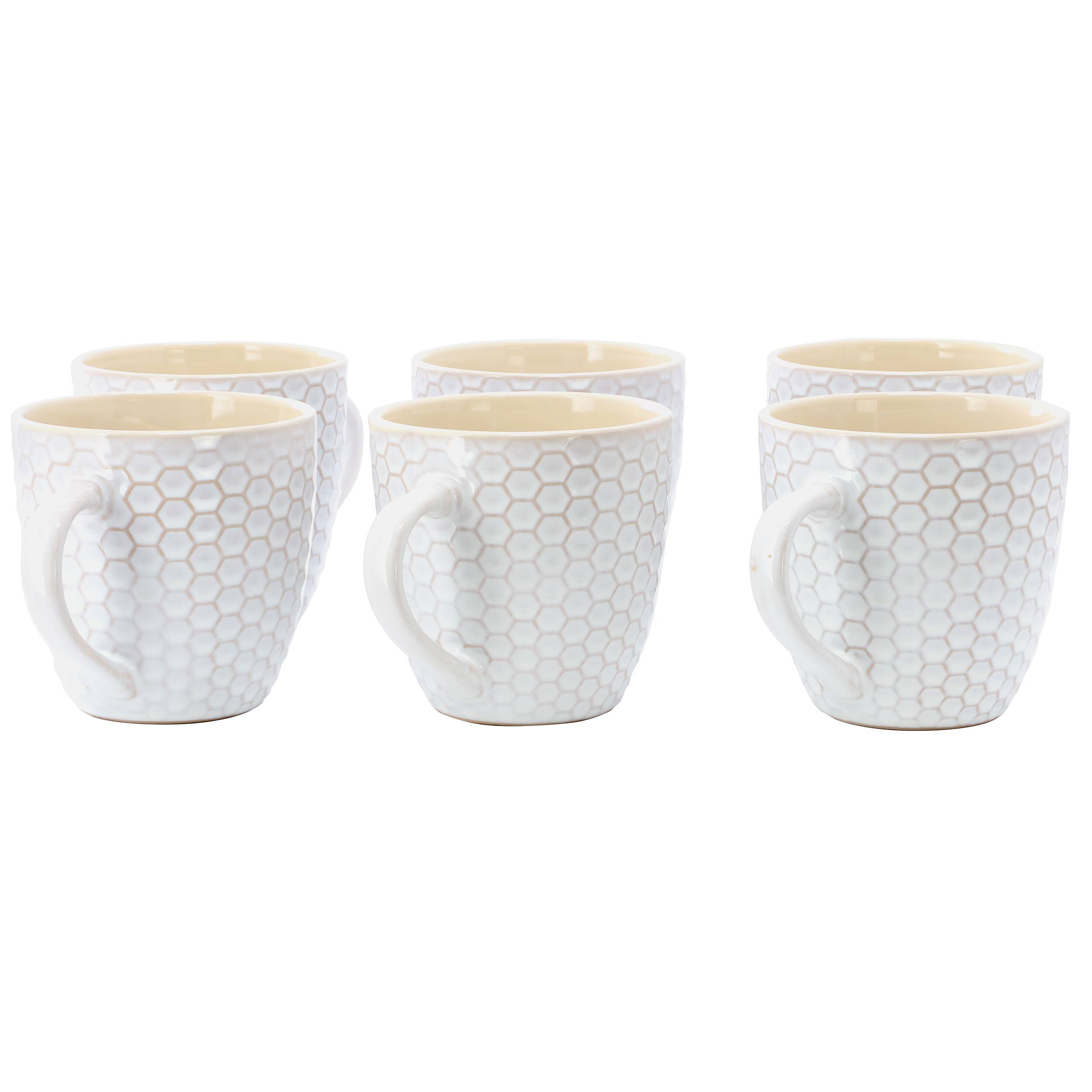 Alt View 1. Elama - Elama Honeycomb 6 Piece 15 Ounce Mug Set in White - White.