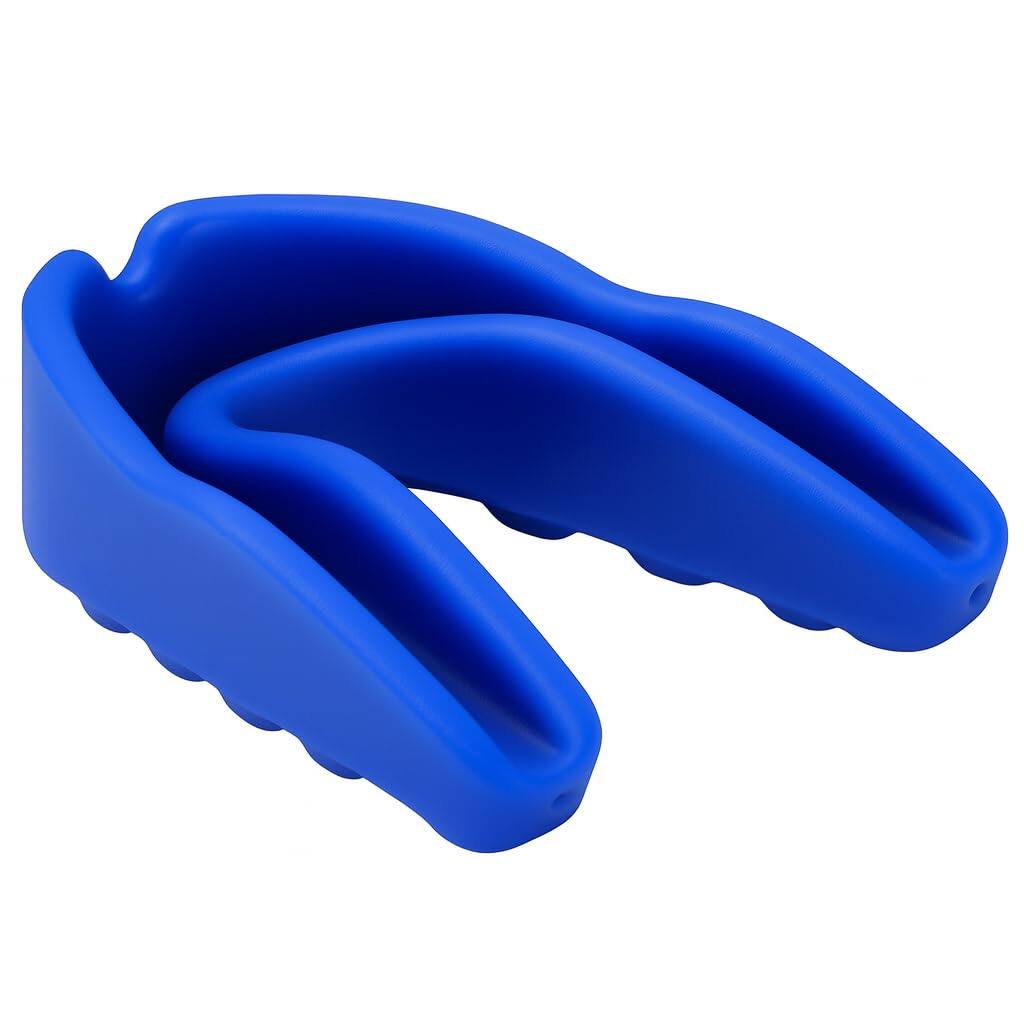 Amber Sporting Goods - Adult Mouthpiece with Ventilated Case, Boil & Wear Custom Fit for Sports Protection - Blue
