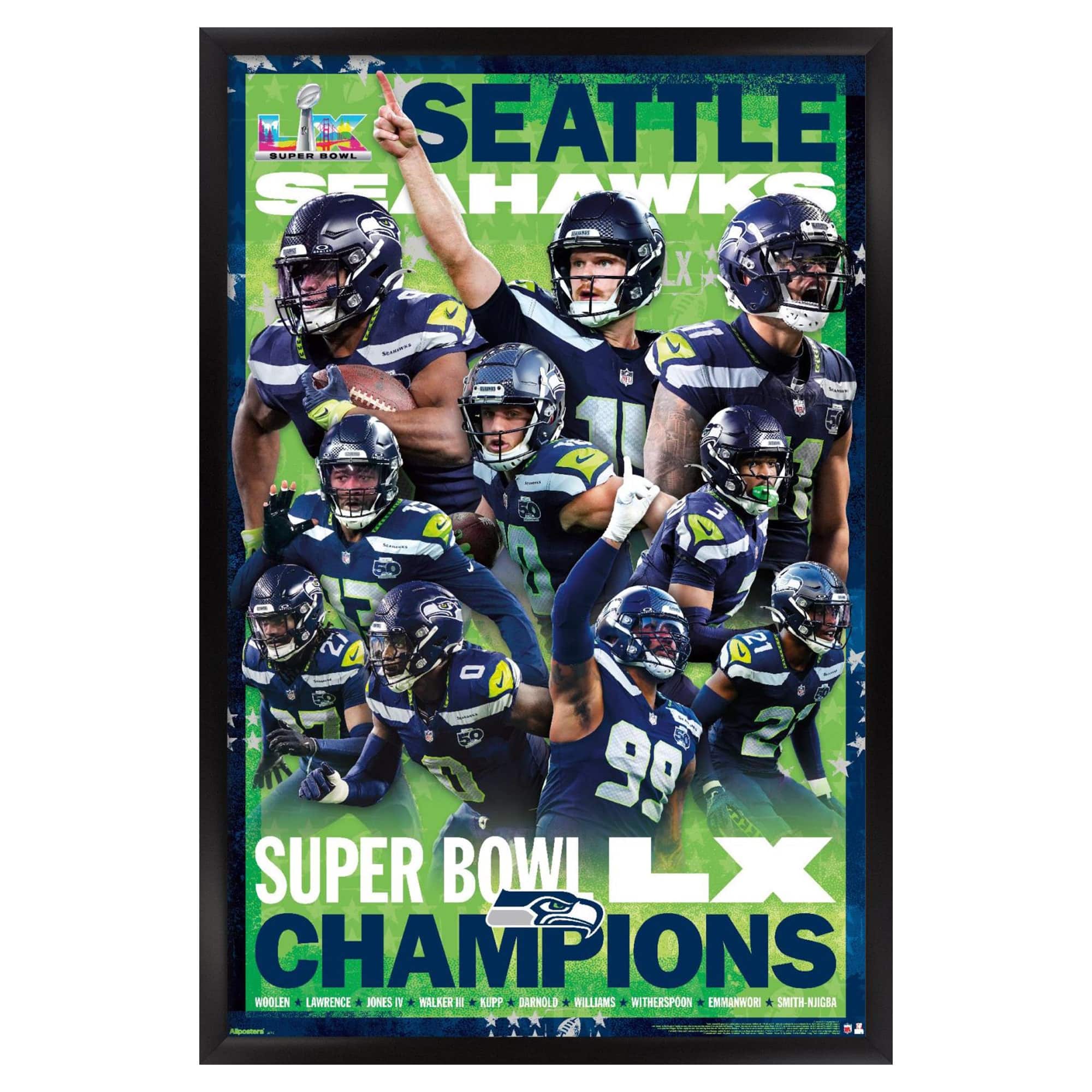 Trends International - Seattle Seahawks Super Bowl LX Champions 22.375" x 34" Framed Poster - Multicolor