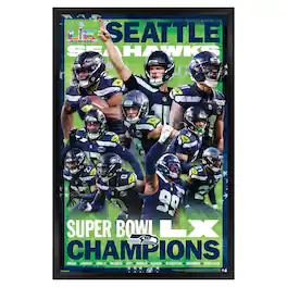 Trends International - Seattle Seahawks Super Bowl LX Champions 22.375" x 34" Framed Poster - Multicolor