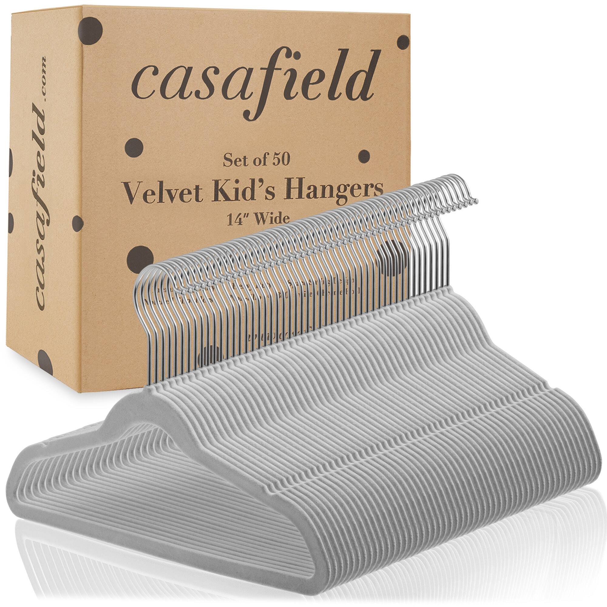casafield.com  
casafield  
Set of 50  
Velvet Kid's Hangers  
14" Wide