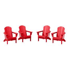 WestinTrends - Malibu Outdoor HDPE Folding Poly Adirondack Chairs (Set of 4) - Red
