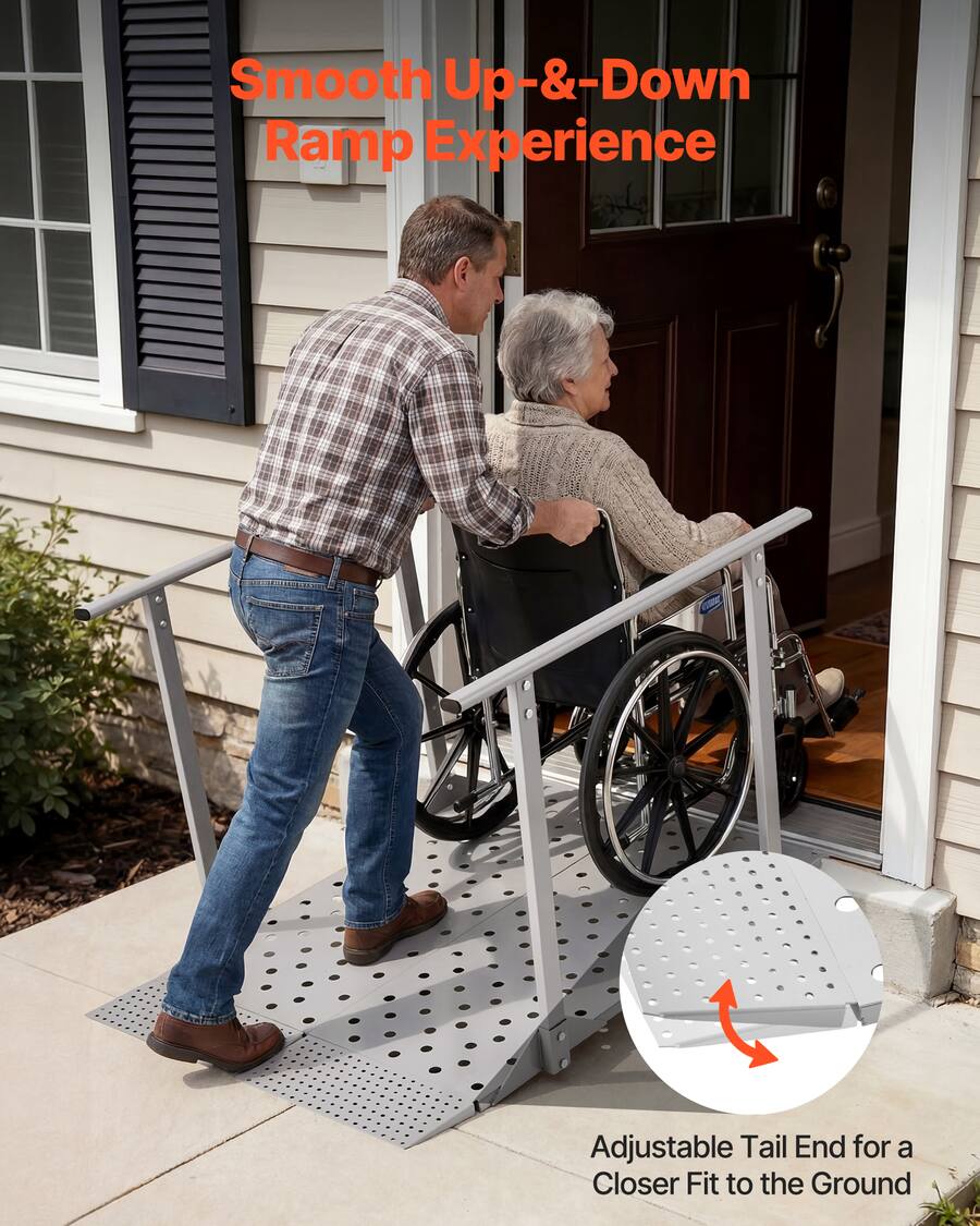Emd Ramp VEVOR Wheelchair Ramp with Handrails, 44.9 x 33.5 in, Heavy Duty ...