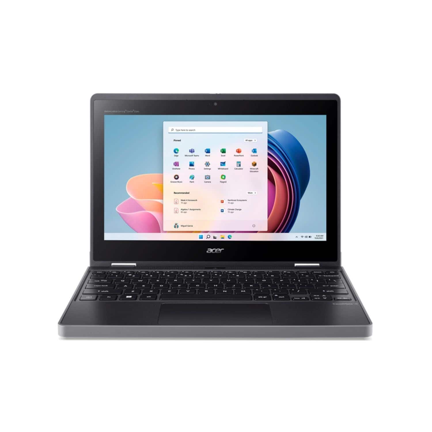 Front. Acer - TravelMate - 11.6" Touchscreen Laptop Intel N100 3.40GHz 8GB 128GB SSD W11P | TMB311R-33 | NX.VYNAA.001 - Black.