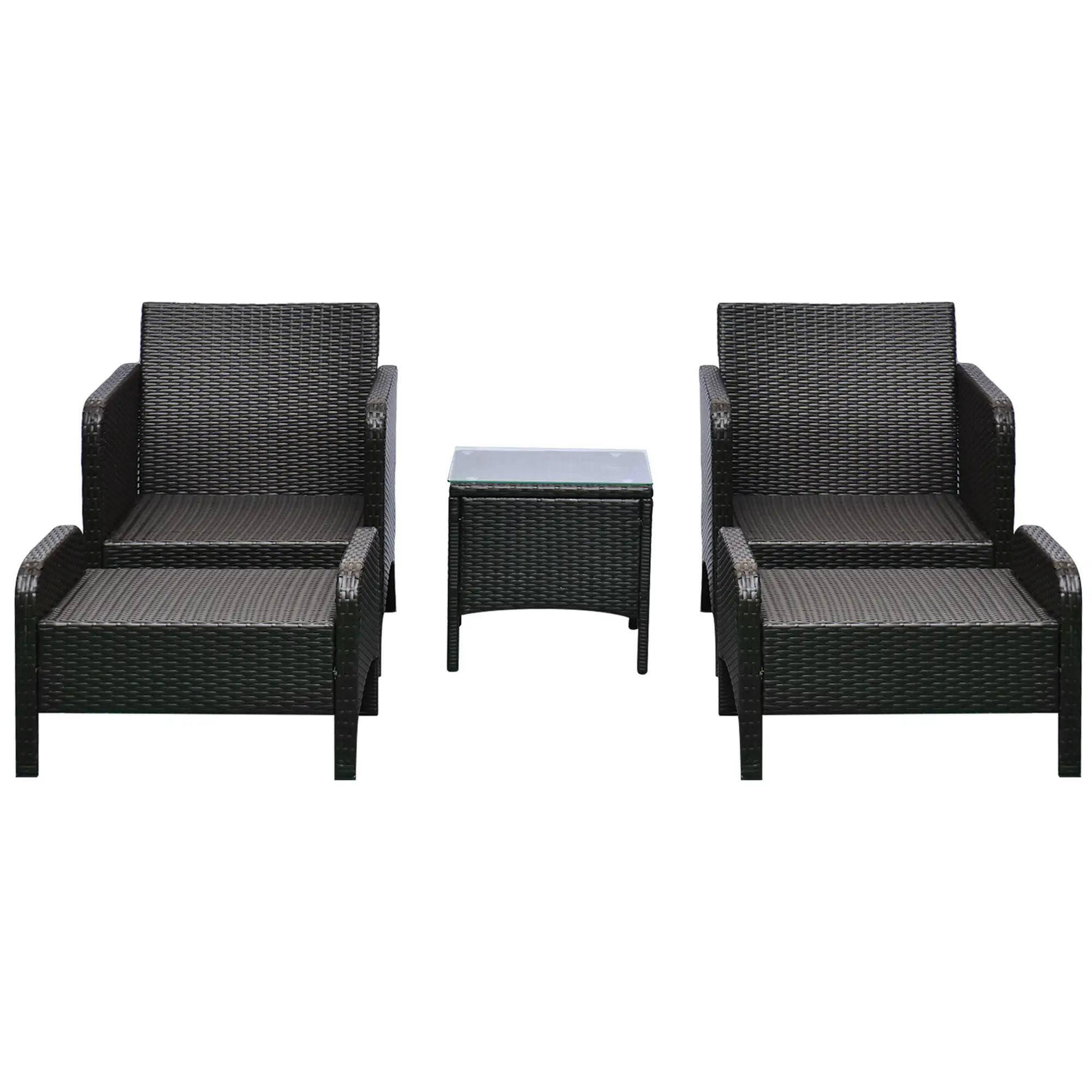 Alt View 2. Resenkos - Resenkos 5 Pieces Wicker Lounge Chair Outdoor Patio Conversation Set, PE Rattan, Blue - Blue.