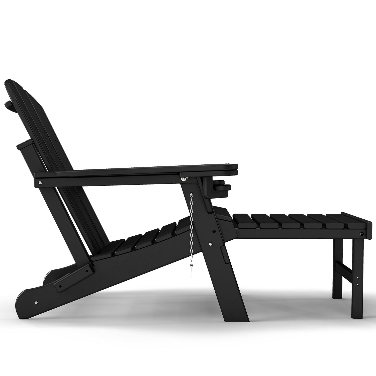 Alt View 1. FODINGHILL - HDPE Set of 2 Adirondack Chairs with Ottomans - Black.