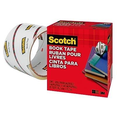 Scotch  
BOOK TAPE  
RUBAN POUR LIVRES  
CINTA PARA LIBROS  

CONT. 1 ROLL/ROULEAU/ROLLO  
3 IN/PO/PUL. X 540 IN/PO/PUL.  
(76.2 mm X 13.72 m)