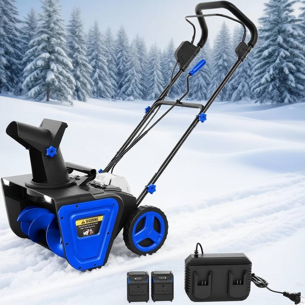 Front. GARVEE - Electric Snow Blower Cordless, 180° Rotating, 23FT Throwing Distance.