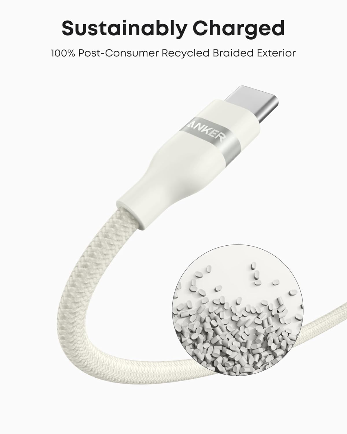 Sustainably Charged  
100% Post-Consumer Recycled Braided Exterior  
ANKER