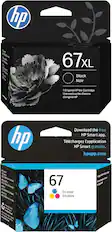 hp Flakan PoektRa 67xL Black Noir
1 Original HP Ink Cartridge
Une cartouche d'encre d'origine HP
Download the free HP Smart app.
Téléchargez l'application HP Smart gratuite.
hpapp.com
67
Tri-color
Tricolore
67xL
Black
Noir
1 Original HP Ink Cartridge
Une cartouche d'encre d'origine HP