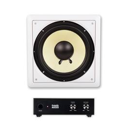 Acoustic Audio by Goldwood - HD-S10 in Wall 10" Home Theater Passive Subwoofer Speaker and Amplifier - Paintable White