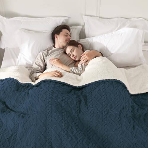 Front. Pacoar Cade - Heated Blanket Electric Throw 50''x60''-fluffy Ultra Soft With 3d Stylish Design Plus Sherpa 5 Heating Levels And 4 - Navy Blue-62" x 84".