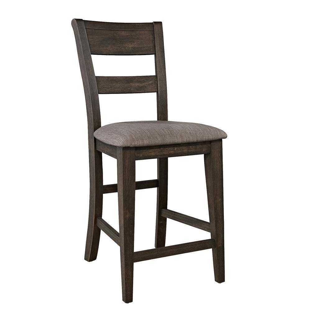 Back. Liberty Furniture Industries - Double Bridge Splat Back Counter Chair (RTA)-Set of 2 in Dark Chestnut - Brown.