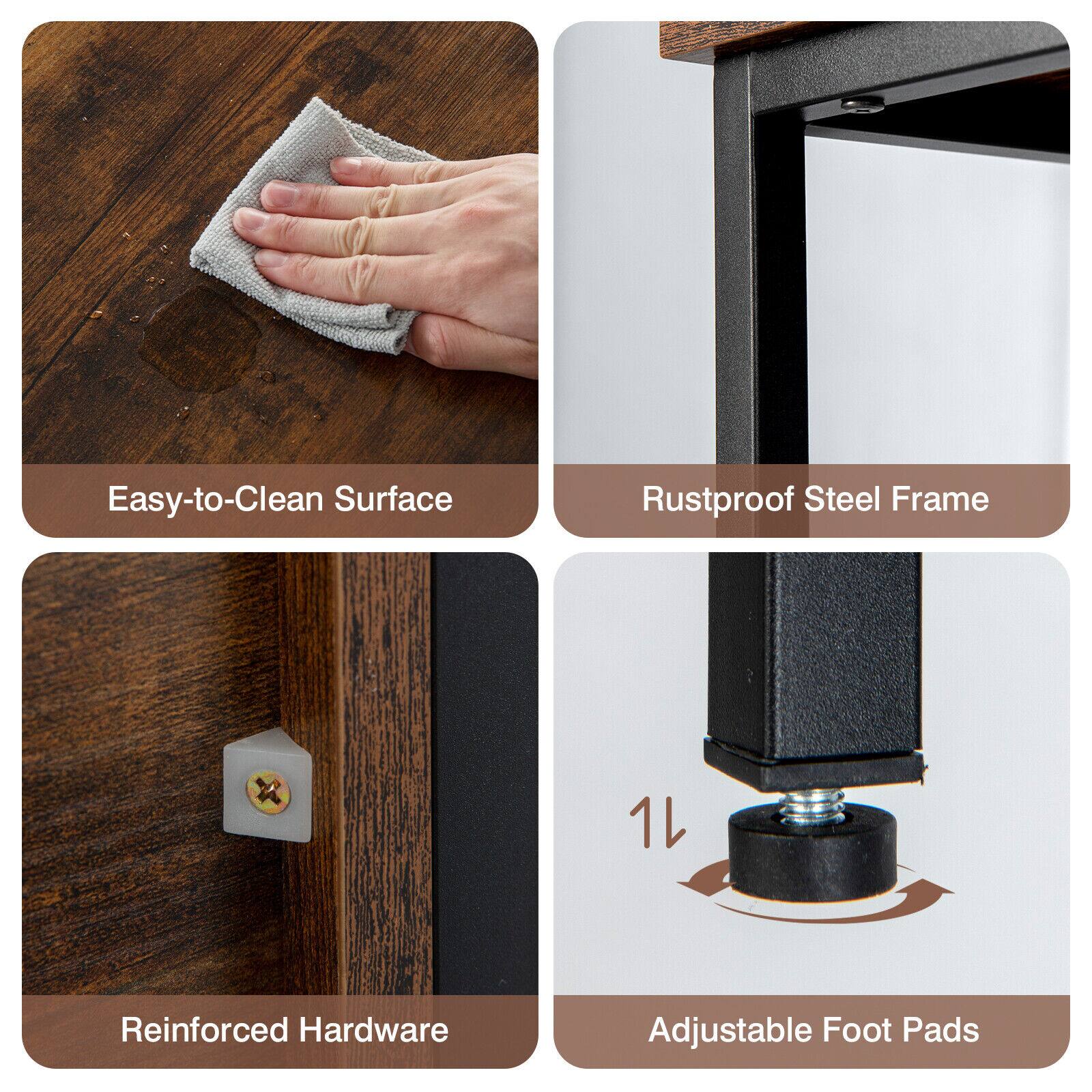 Easy-to-Clean Surface  
Rustproof Steel Frame  
Reinforced Hardware  
Adjustable Foot Pads