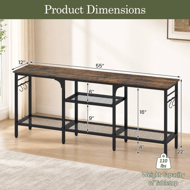 Product Dimensions
12" x 55" x 6" x 9" x 16" x 4" x 22"
110 lbs Weight Capacity of Tabletop