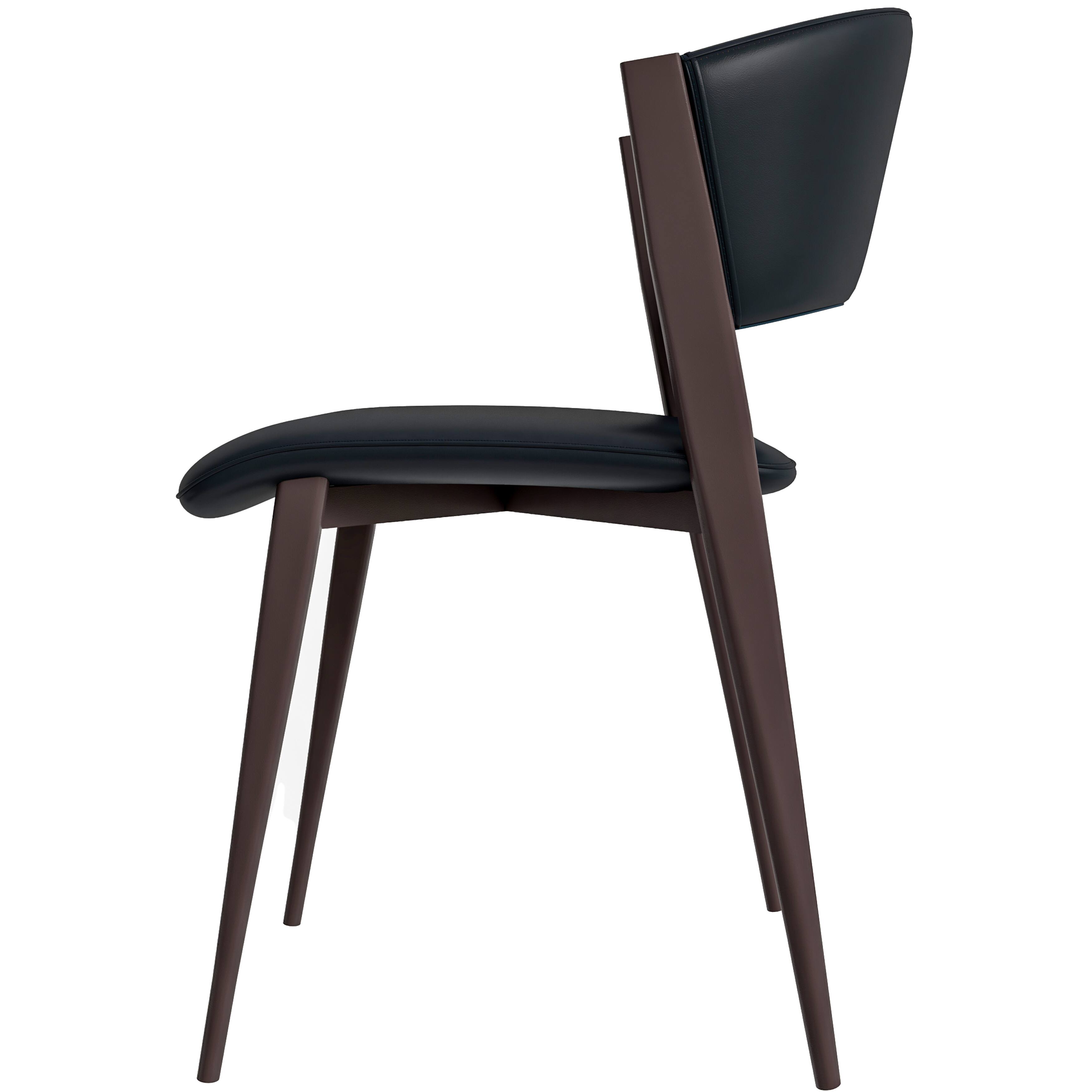Alt View 6. LeisureMod - Aspen Modern Curved Back Waterproof PU Leather Dining Chair with Black Iron Legs - Black.