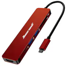 Hiearcool - Type-C to 4K HDMI USB C Hub with 100W PD Charging and SD/TF Card Readers - Red