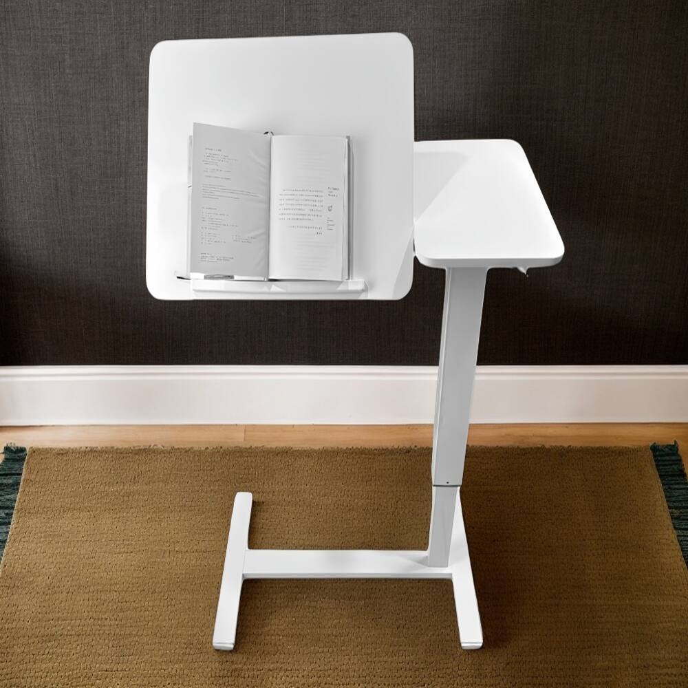 Alt View 4. Loheer - Loheer Overbed Desk Mobile Laptop Stand Adjustable Tray Table White - White.