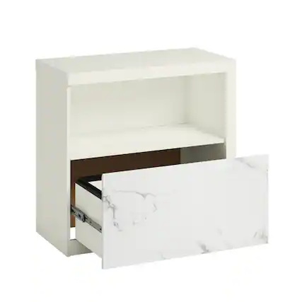 Front. HTUTWOO - Lateral File with Cubbyhole Storage for Office -Engineered Wood Cabinet,Letter/Legal File Drawer,Multi-Zone Organization - White.