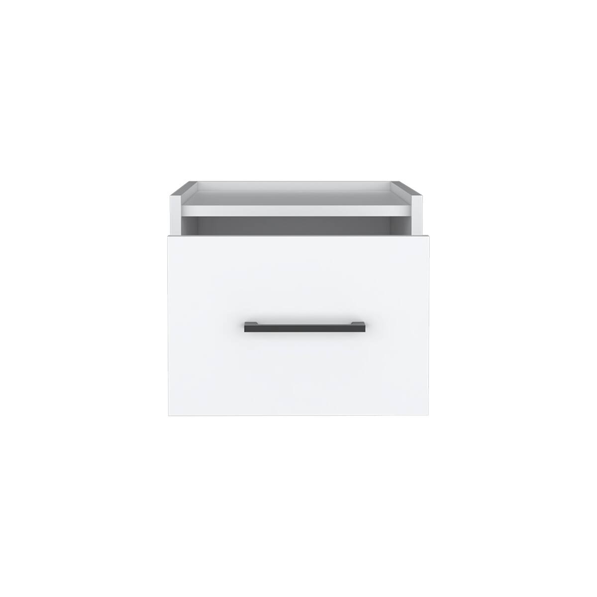 Alt View 2. Loheer - Loheer White Floating Nightstand with Drawer, Wall Mounted Space Saving Bedside Table - White.