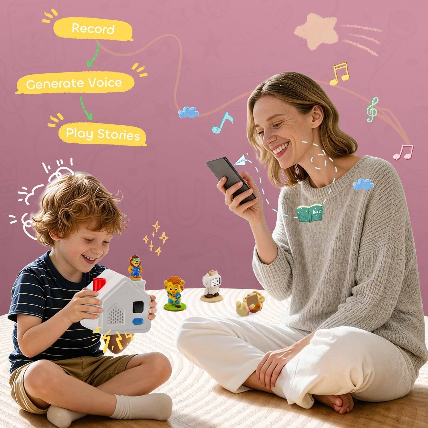 Record  
Generate Voice  
Play Stories